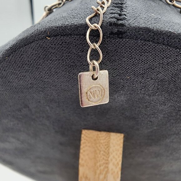 Brushed Frosty Silver-Tone Hammered Circle Chain Chunky Link Adjustable Necklace - Picture 3 of 5